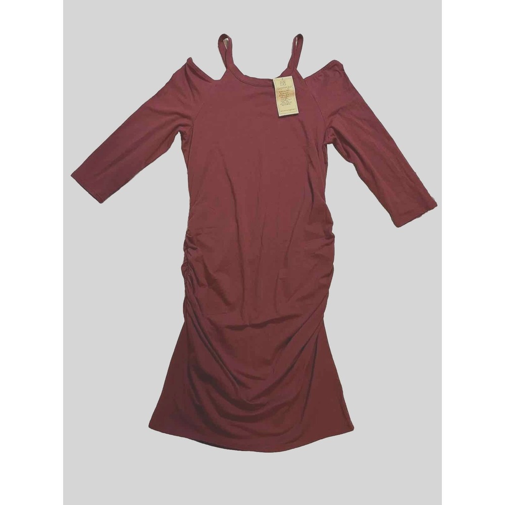 Cinnamon Girl Dress - NEW - Cinched Sides - Women's Large -Berry Cold Shoulder